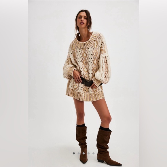 Free People Sweaters - NWOT Free People Gilded Cable Embellished Sweater